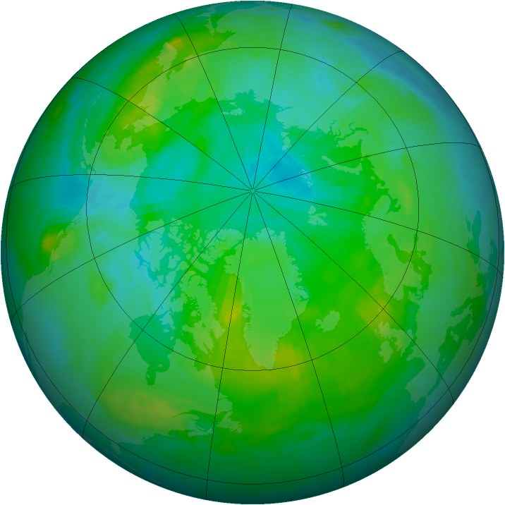 Arctic ozone map for 01 August 1996
